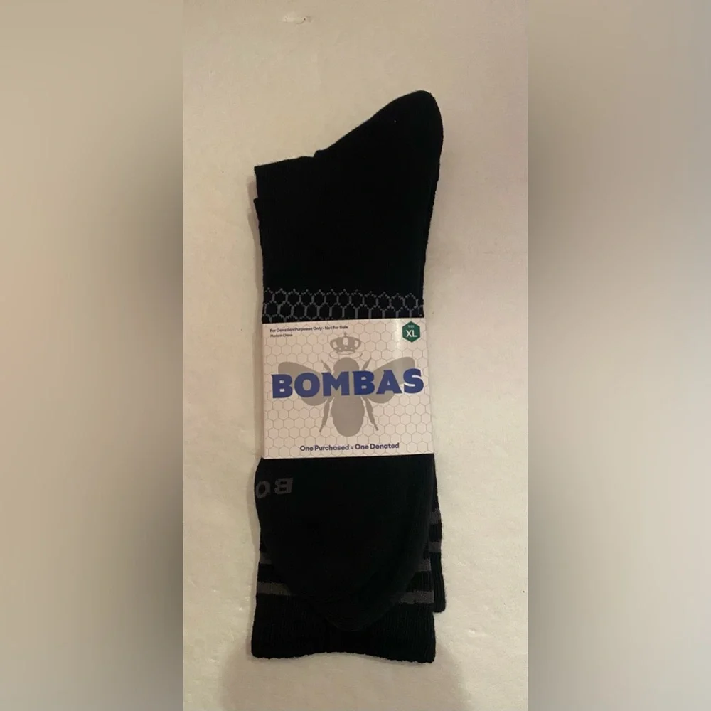 Bombas 2 Pairs Men's‎ Honeycomb Black Socks Size XL 13.5-16